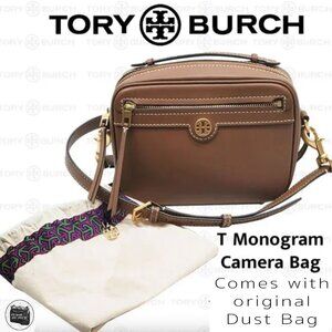 Tory Burch T Monogram Camera Bag Color Moose (Brown) & Dust Bag